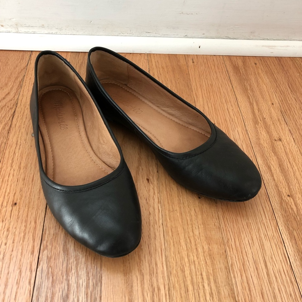 Madewell Reid Ballet Flat in Black Leather size 7